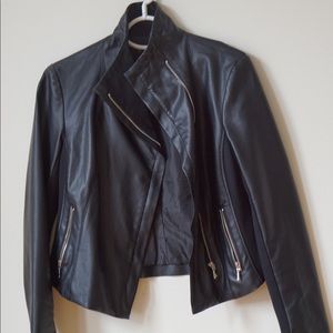 INC Faux Leather Black Jacket, Sz XS